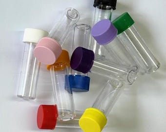 5ml Plastic Test Tubes Vials Sample Containers Powder Craft With Screw Caps in a range of Colours, Leakproof UK SELLER