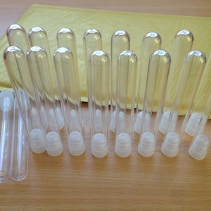 25 x Plastic Test Tubes, 100mm x 16mm, Test Tube With Push Cap, Shots UK SELLER