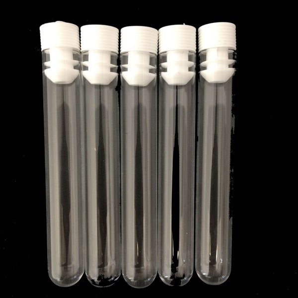 Tubes à essai en verre - 12mm X 75mm avec capuchons blancs, bleus ou transparents UK SELLER