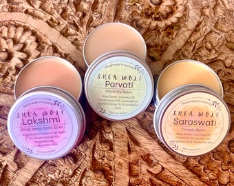 Tridevi All Natural Renewal Balm Trio Handmade with Aromatic Essential Oils & Luxurious Shea Butter Gift for Her or Self Care Vegan Friendly