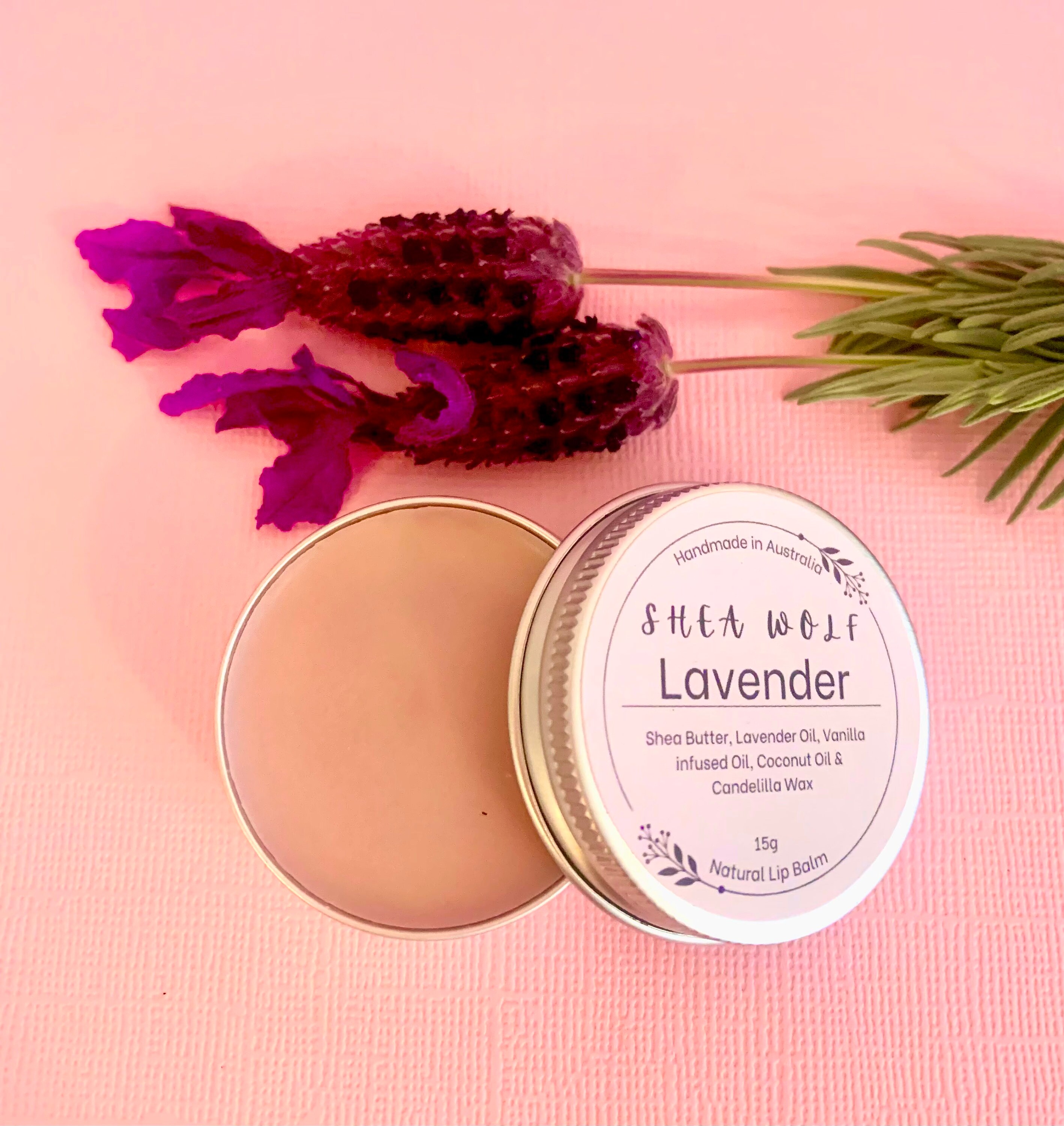 Soothing Lavender Natural Lip Balm Handmade with Shea Butter & Nourishing Essential Oil Vegan Cruelty Free Australian Owned Skincare