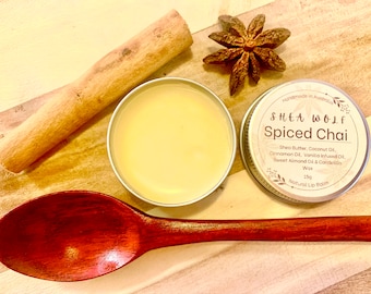 Treat yourself to our Spiced Chai Lip Balm, handmade with aromatic essential oils and rich Shea Butter. A perfect vegan friendly gift!