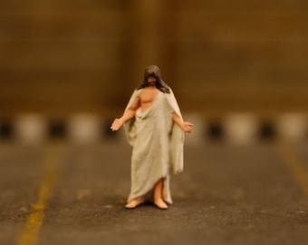 Miniatura de Jesucristo (1:87 y 1;64, escala HO) Figura personalizada hecha a mano adecuada para fotografía de juguetes, regalo, decoración o adorno para tarta.
