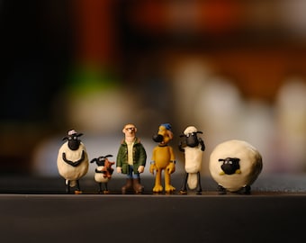 Figura en miniatura de Shaun la oveja hecha a mano: decoración de diorama a escala HO