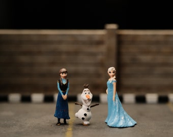 Figuras de Frozen en miniatura hechas a mano, decoración para tarta (escalas 1:87 y 1:64)