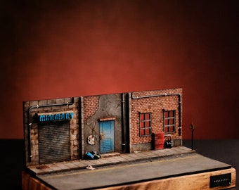 Mini diorama abandonado en el mercado para figuras de fundición a presión y coleccionables