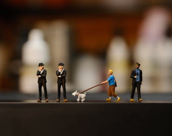 Figuras de hojalata en miniatura hechas a mano: adorno para tarta de diorama a escala HO