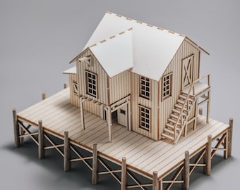 Maqueta de casa en miniatura: Casa de pescador vintage (escala HO)