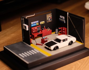 Diorama Garage - DG001 adecuado para combinar con miniaturas personalizadas para fotografía de juguetes y diecaster coleccionables