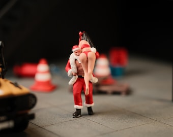 Figura navideña en miniatura, Papá Noel hecho a mano, accesorio de fotografía de juguete NSFW