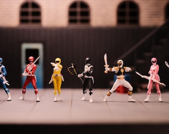 Figuras de Power Rangers en miniatura hechas a mano: Adornos para tartas de diorama a escala HO