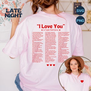 Je t'aime, Taylor Swift, paroles de Taylor Swift, SVG, PNG, Saint Valentin