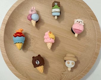 7 pcs kawaii unique Shoe Charms | Line Friends Bear, Bunny, Duck Decorations