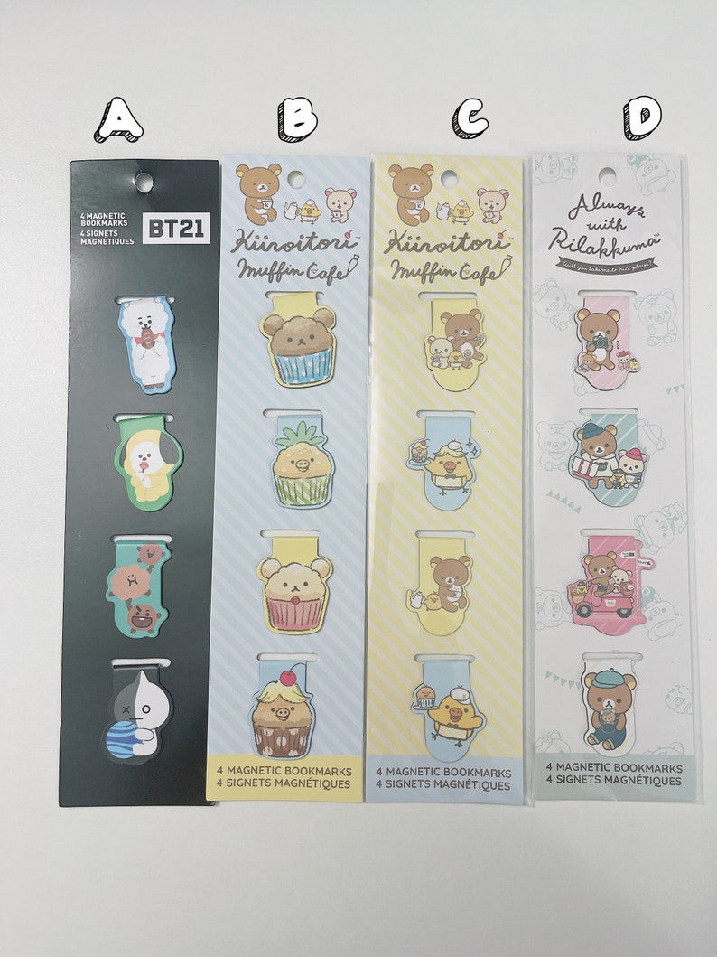 Bt21 Rilakkuma Magnetic Bookmarks Set of 4 Stationery - Etsy Australia