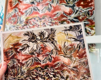 Sandhill Cranes abstract animal painting