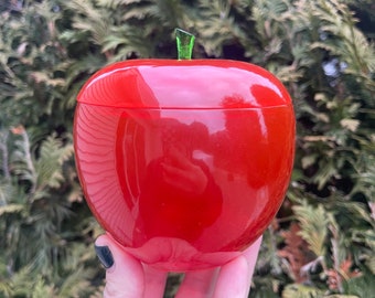 Resin Apple Stash Jar Teacher Gift Red and Green Fruit Jewelry Holder Apple Lover Storage Box Paper Clip Container for Desks Student Gift