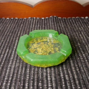 Green with Gold Flakes Resin Ashtray
