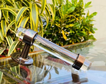 Solid Brass Toilet Paper Holder – Lucite Acrylic Rod, Wall Mounted