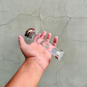 Gancio cromato lucido - Gancio di proiezione in lucite - Appendiabiti da parete - Appendiabiti per asciugamani - Apparecchio in ottone massiccio e lucite fatto a mano - Arredamento per la casa