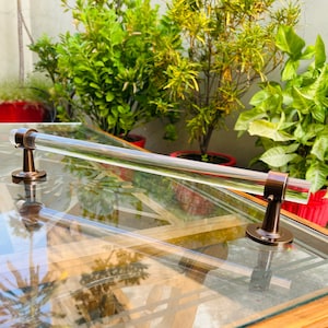 Lucite Towel Bar – Modern Towel Rack - Handmade Brass Towel Holder - Antique Brass Towel Holder - Bathroom & Kitchen Towel Fixtiure