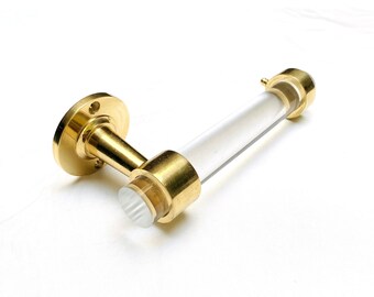 Handmade Lucite & Brass Wall Mount Toilet Paper Holder