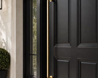 Solid Brass Front Door Pull Handle Luxury Modern Entry Door Handle Long Brass Door Pull for Main Door Contemporary American Style Hardware