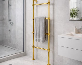 Solid Brass Four Bar Towel Ladder, Modern Bathroom Storage