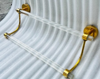Solid Brass Double Towel Bar – Modern Lucite Bathroom Rack