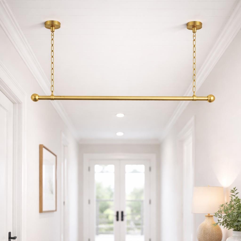 Chandelier Storage Racking Handcrafted Brass Ceiling-mounted Hanging Rack With Chain Suspension ...