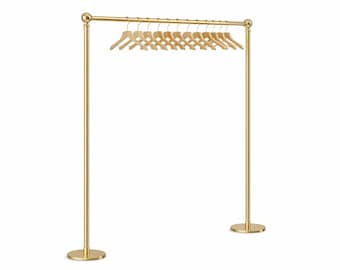 Custom Brass Garment Rack with Ball Finials - Luxury Freestanding Clothes Organizer