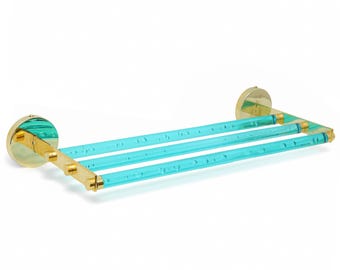Solid Brass & Lucite 3-Bar Towel Rack – Mid-Century Bathroom Shelf