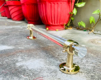 Lucite Towel Bar – Modern Towel Rack - Handmade Brass Towel Holder -Bathroom & kitchen Decor - Lucite Towel Hanger