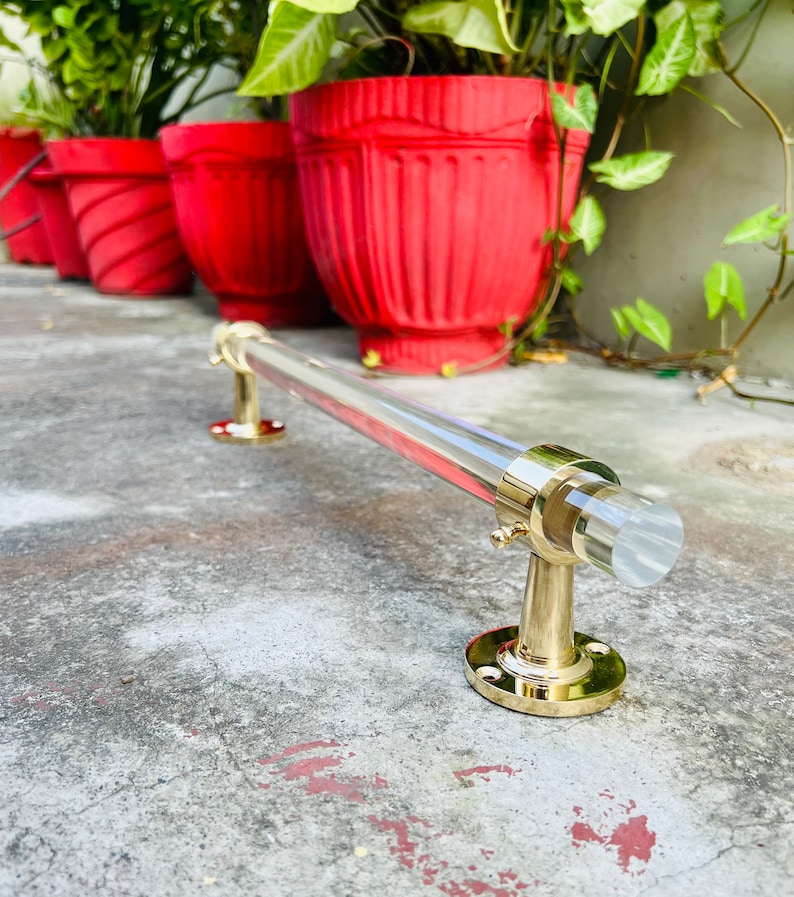 Lucite Towel Bar Modern Towel Rack Handmade Brass Towel Etsy