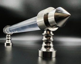 Lucite & Brass Door Handle, Polished Chrome Finish