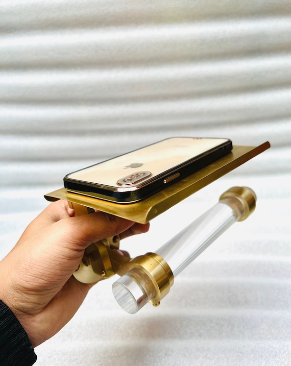 Brushed Brass Toilet Paper Holder With Shelf Durable Etsy