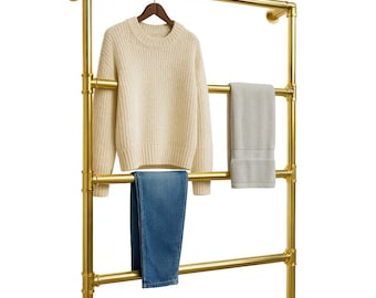Mid Century Brass Ladder Modern Clothes Rack Brass Floor Organizer
