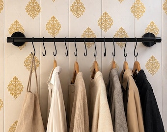 Solid Brass Wall Mounted Coat Rack – Heavy Duty Kitchen Pot Rail, Entryway Organizer