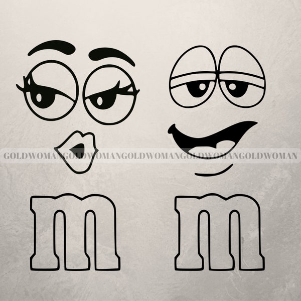 M&amp;m Face Svg - Etsy