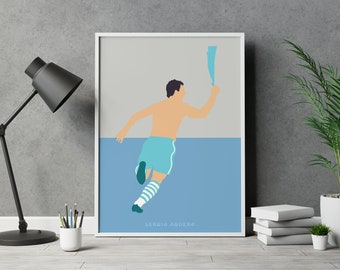 Sergio Aguero Manchester City Minimalist Football Print | Kun Aguero Goal Celebration Art