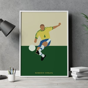 Roberto Carlos Free Kick Brazil Football Poster
