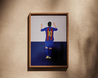 Lionel Messi Poster | Barcelona Minimalist Football Wall Art | GOAT Art Print