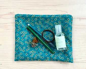 Floral Zippered Fabric Pouch