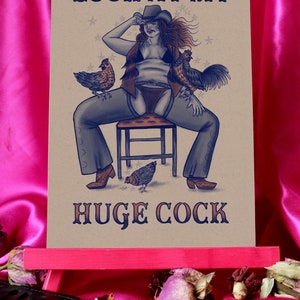 RIESIGER HAHN lustiger Huhn Cowboy Druck