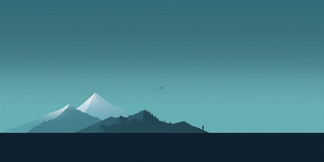 2 Minimalistic Desktop Wallpapers Backgrounds Mountains - Etsy