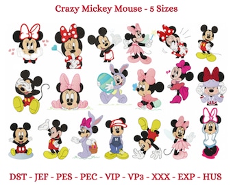 Mickey mouse embroidery designs, Minnie Mouse Machine Embroidery Design, Cartoon embroidery pattern, 5 Sizes, Instant download