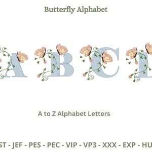Blumen Alphabet Stickmuster, Schrift Maschinenstickmuster, klassisches Alphabet Stickmuster, Alphabet Design, Sofort-Download