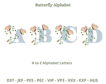 Flowers Alphabet embroidery designs, Font Machine Embroidery Design, Classic Alphabet embroidery pattern, Alphabet design ,Instant download