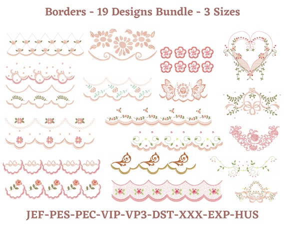 Creative Floral Cutwork Borders & Corners for Napkins, Creative Heart Machine Embroidery Design,  3 Sizes, Instant download