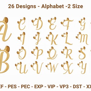 Cute Mouse Ears Alphabet Embroidery Design Set - 26 Uppercase Letters in 2 Sizes - Whimsical Font, Monogram, Kids Decor, Instant Download