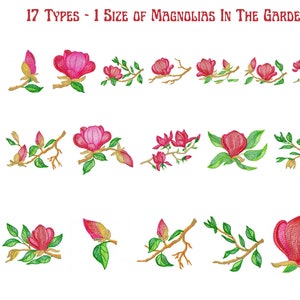 Magnolias In The Garden Embroidery Design - Machine Embroidery Pattern - 17 Types - Instant Download